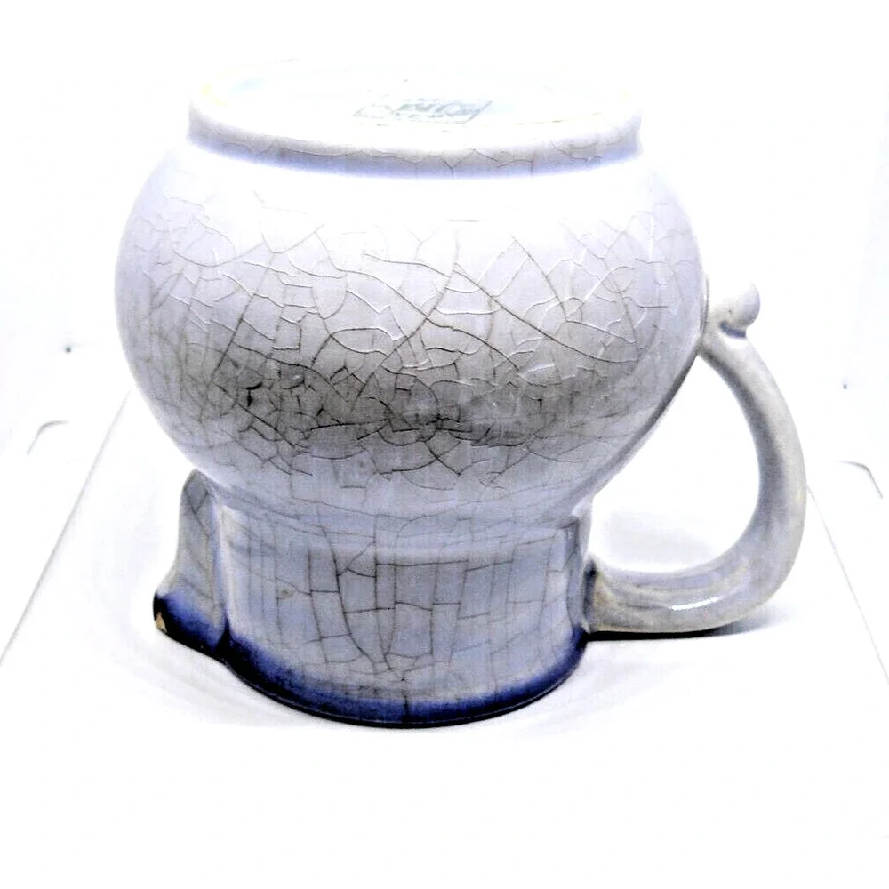 Rare Staffel Stoneware Small Blue & Red Pitcher / Creamer - Germany 4.5” Vintage